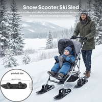 2 in 1 Snow Scooter Strollers Wheel Ski Sled Outdoor Winter Snowboards Ski Sled Board for Bikes Cycling Skiing Attachment