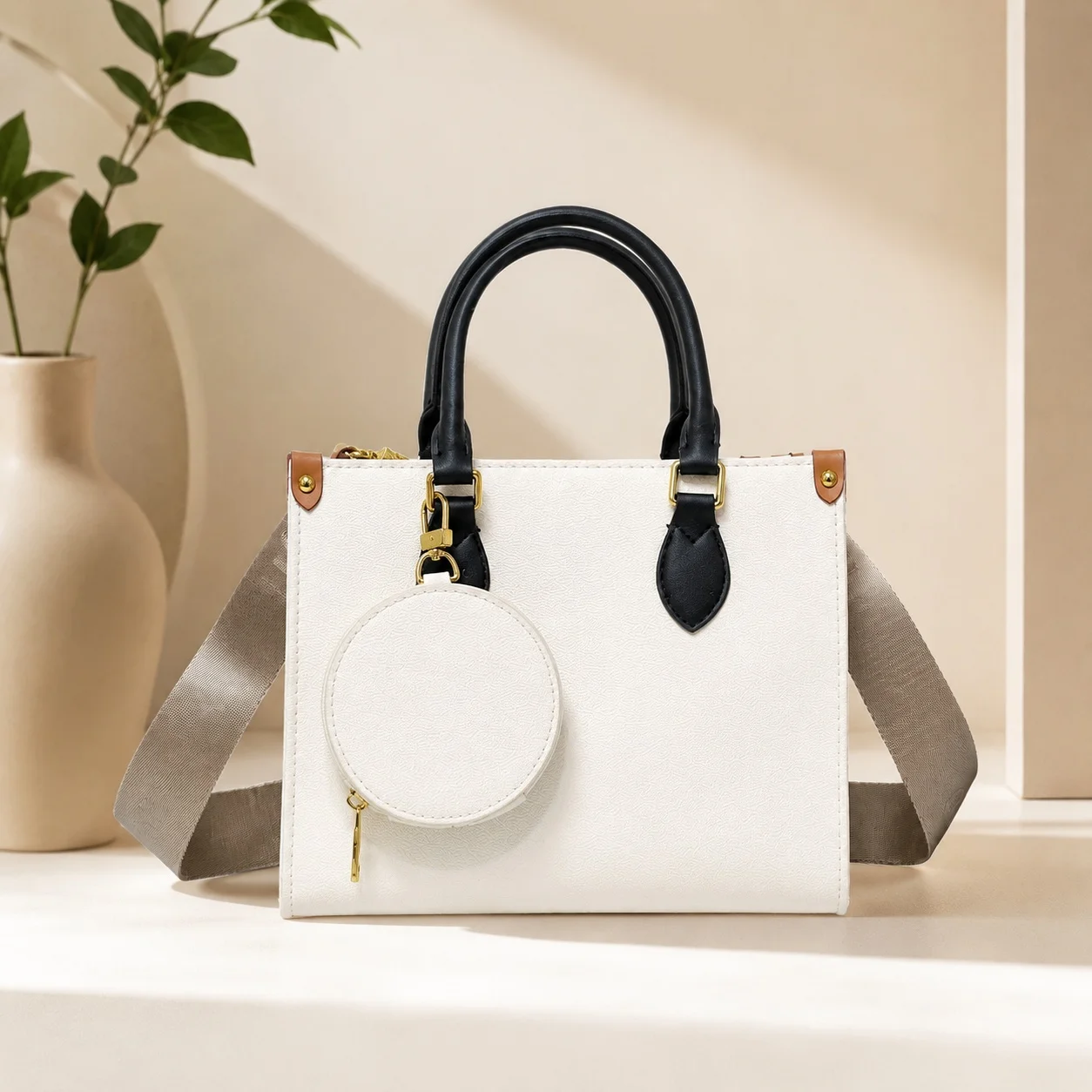 2026 New onthego Canvas Pattern Bag/Handbag/Shoulder Bag/Crossbody Bag 25.0 x 19.0 x 11.5 cm