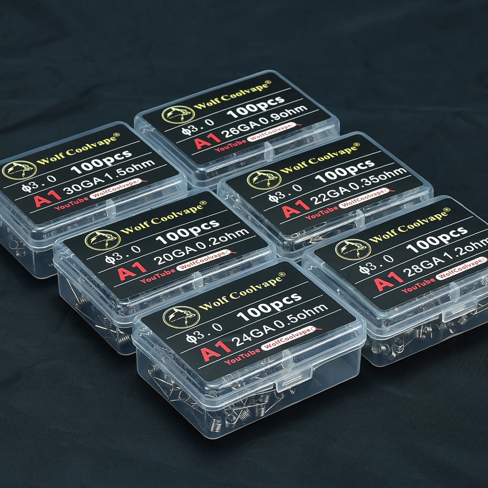 wolf coolvape 100pcs Prebuilt Coil Wire For DIY RDA RBA Tank Premade Vape Coil A1 Pre Coiled Resistance Heating Wire