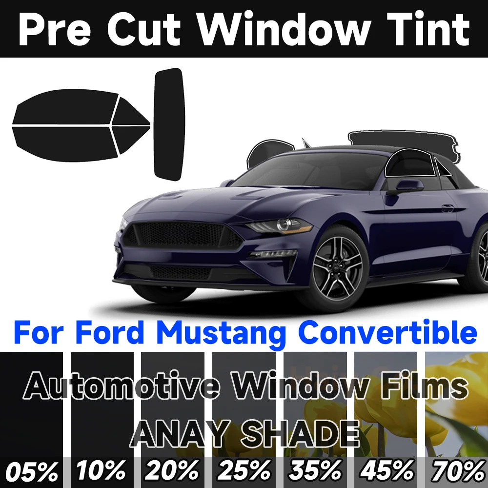 

Предварительно вырезанная тонировка окон для Ford Mustang Convertible 1994-2023, автоматическая защита от солнца и ультрафиолета, тепловая 2-слойная защитная пленка для окон, конфиденциальности