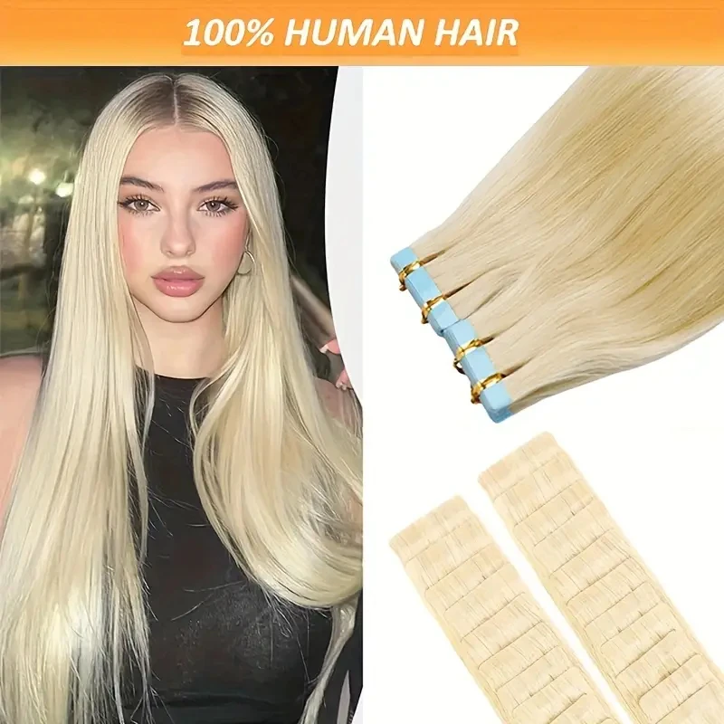 Alimice #613 blondes unsichtbares Klebeband für Frauen remy menschliches Haar glattes Klebeband in Haar verlängerungen 50g