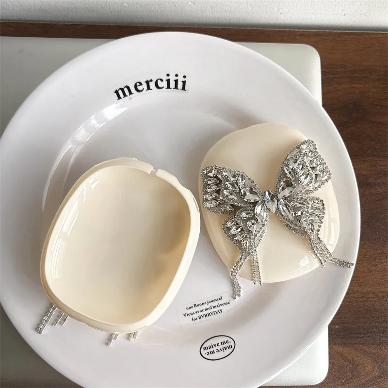 Cute Rhinestone Bow Earphone Case For Apple Airpods Max Protective Cover Silicone Headphone Charging Cases For Airpodsmax Funda