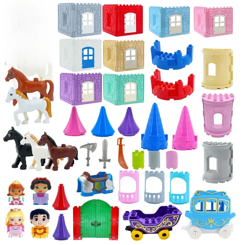 Figurine de château de princesse, grands blocs de construction, accessoire de clôture murale, brique Compatible, blocs à assembler, jouets pour enfants, cadeau