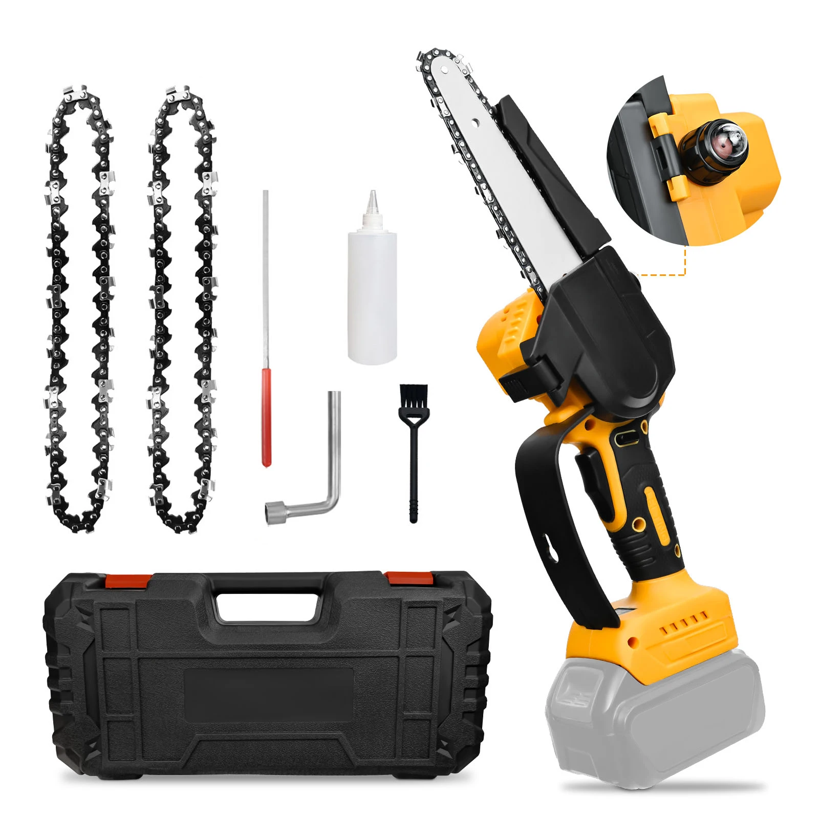 

6 Inch Mini Cordless Chainsaw 550W Brushless Electric Chain Saw Trees Trimming Wood Cutting for Dewalt 20V Battery (No Battery)