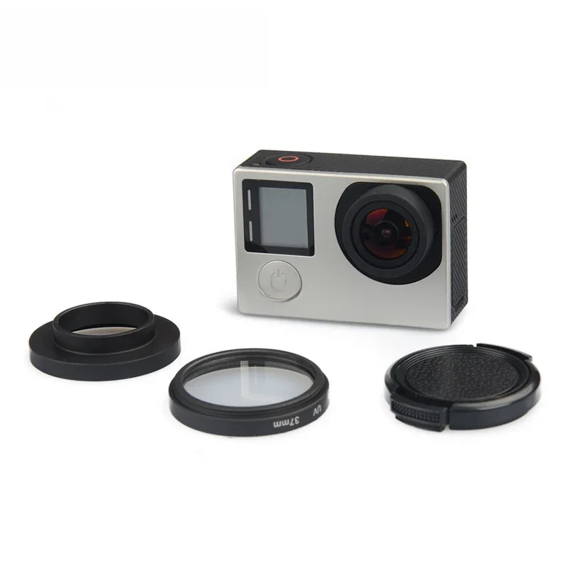 Gopro UV Lens Filter 37mm + Alloy Adapter Ring + Lens Cap Lente Protector Filtro dla Gopro Hero 3 3+ 4 Zestaw akcesoriów filtros — zdjęcie 2