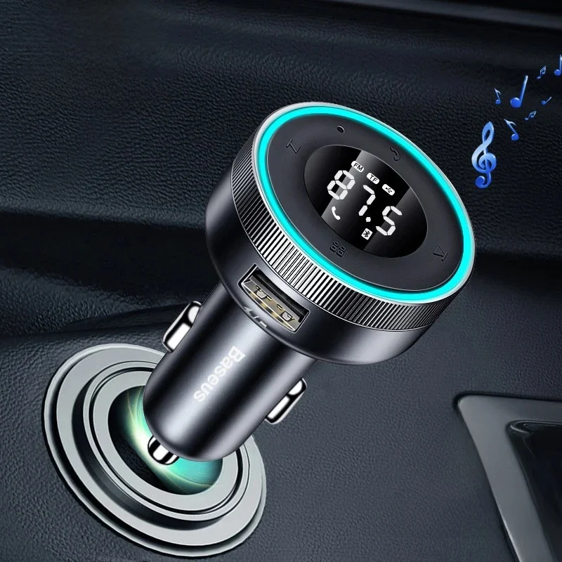 Baseus FM Sender Modulator Auto Wireless Bluetooth 5.0 USB Schnellladegerät Auto Aux Radio MP3 Player Musik Freisprecheinrichtung