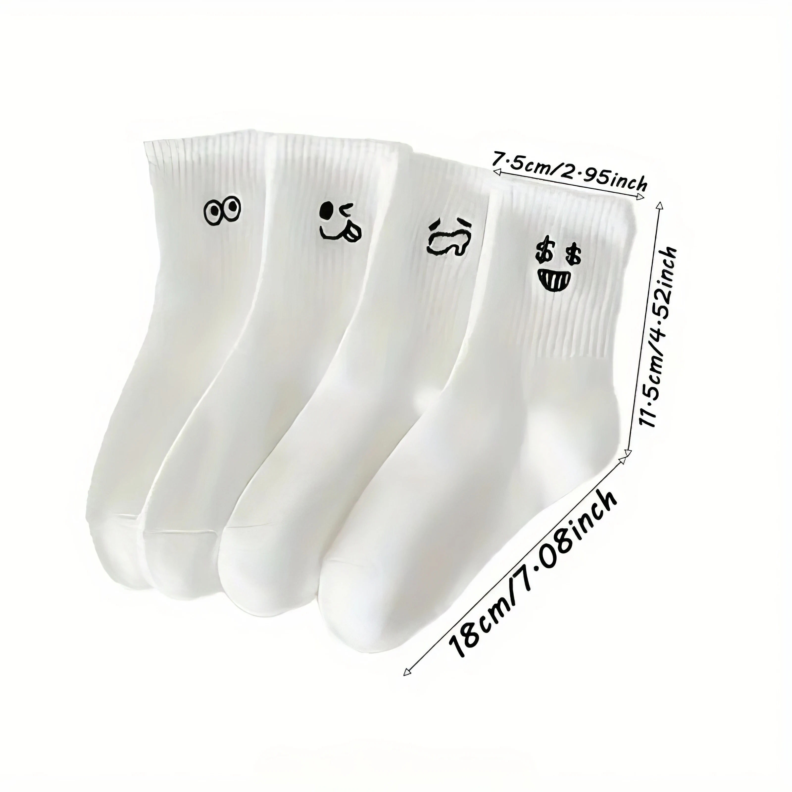 

Comfort Collection: 5 Pairs of Hilarious Meme Face Socks -Ultra Soft, Breathable White Crew Socks with Fun Prints for Daily Wear