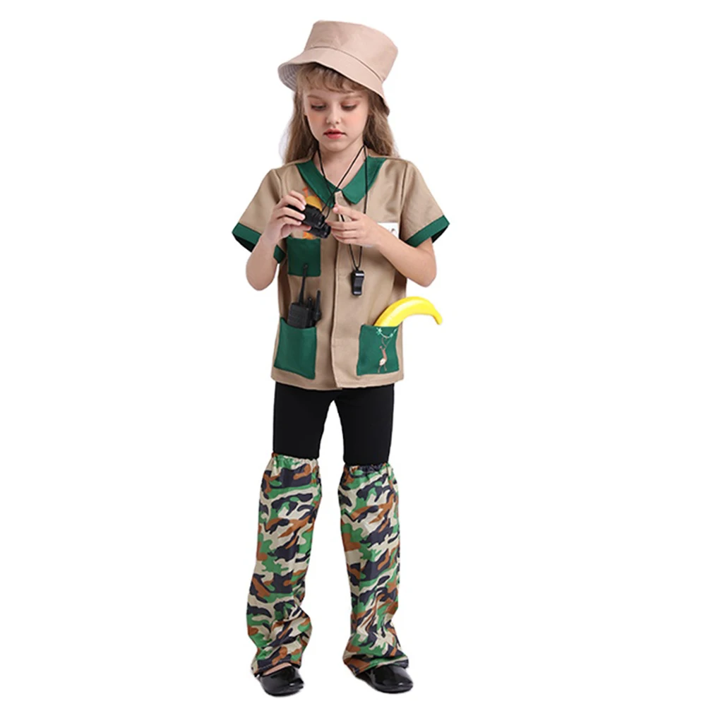 Zookeeper Costume for Kids Zoo Keeper Uniform Child Carnival Role Play Costumes Halloween Outfits with Accessories