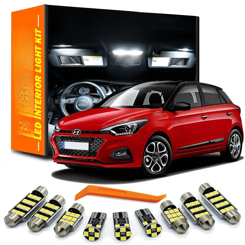 ZITWO 11Pcs Zestaw oświetlenia wewnętrznego LED Sun Vsior do Hyundai i20 2 MK2 2015 2016 2017 2018 2019 2020 Żarówka LED Lampka tablicy rejestracyjnej — zdjęcie 2