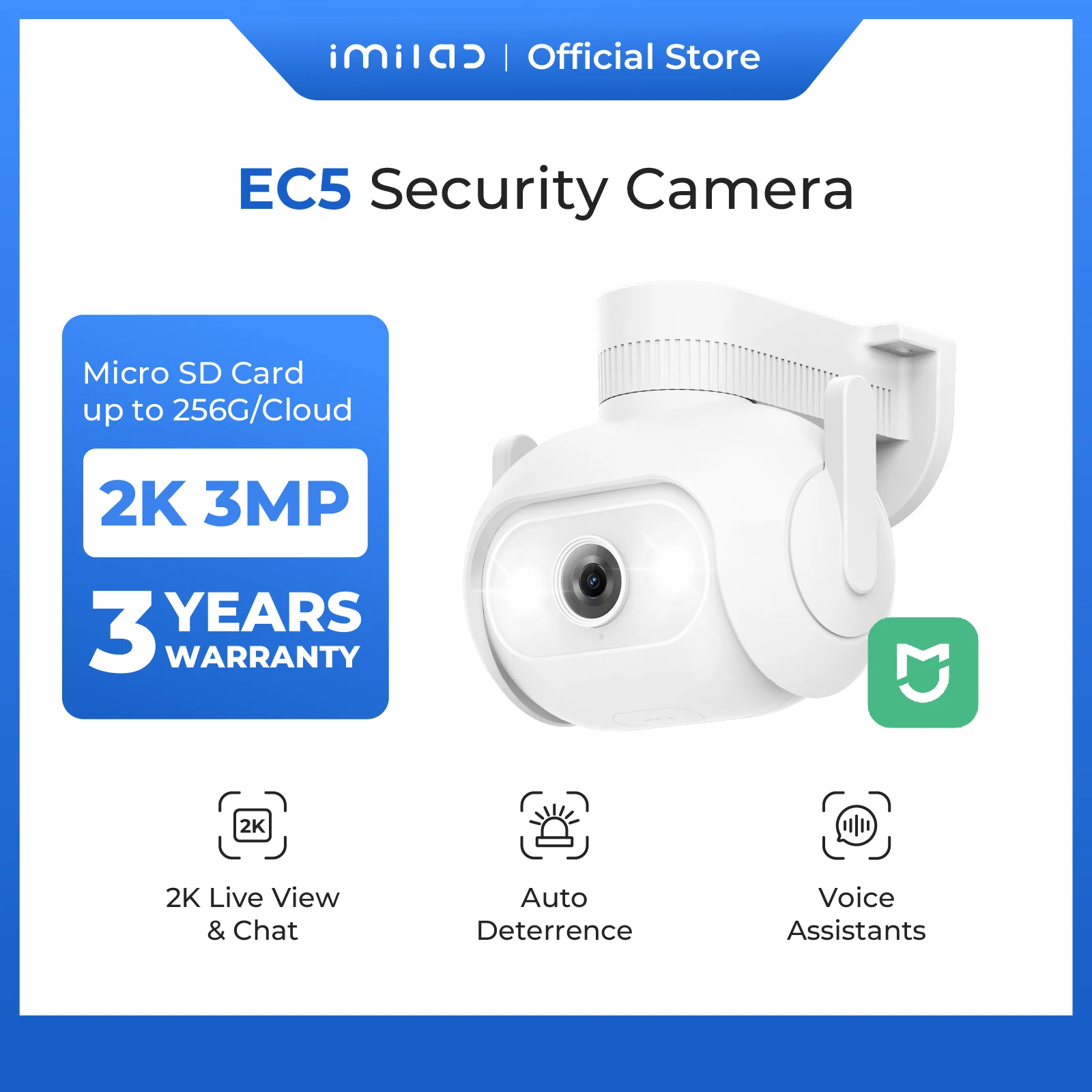 

IMILAB EC5 Floodlight Camera 3MP 2K Outdoor Security Surveillance Color Night Vision Human Tracking 360° PTZ Auto Deterrence