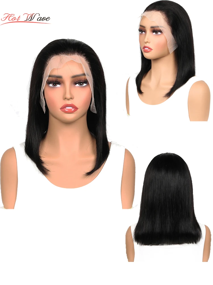 Wig Bob lurus tulang renda Wig rambut manusia depan untuk wanita Wig Bob HD Wig Frontal renda transparan rambut manusia Brasil 180%