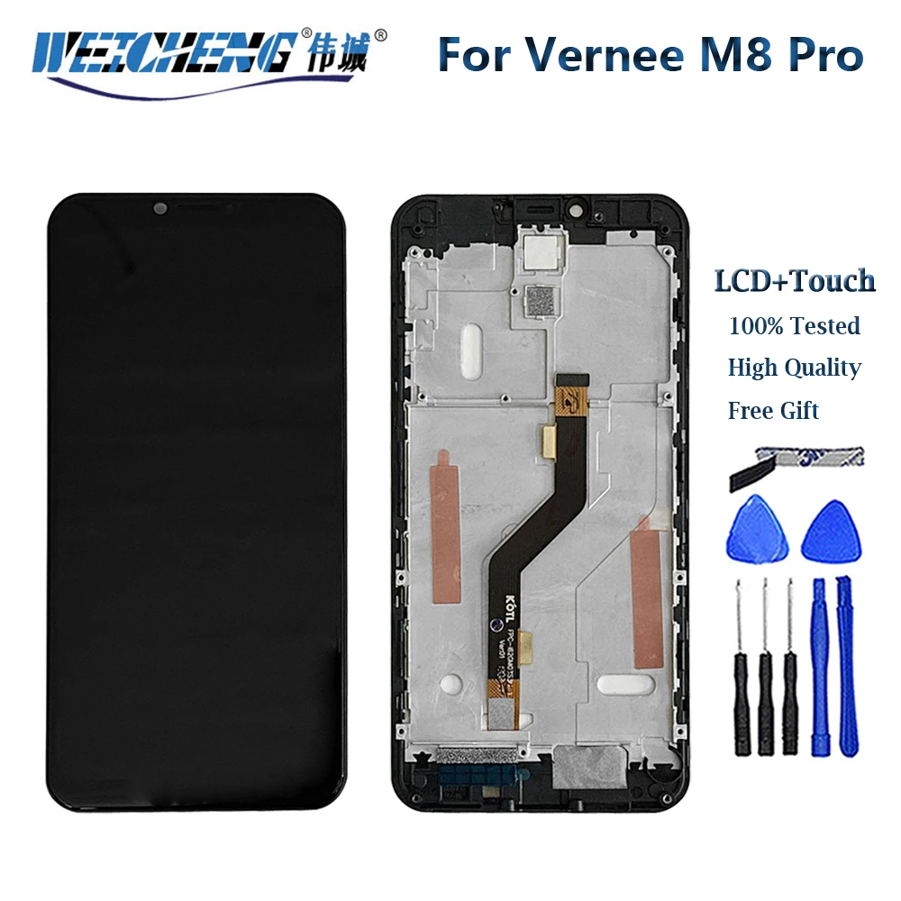 

Original 6.2" For Vernee M8 Pro LCD Display Touch Screen Sensor Digitizer Assembly M8 Pro Front Display Panel Glass LCD+Frame