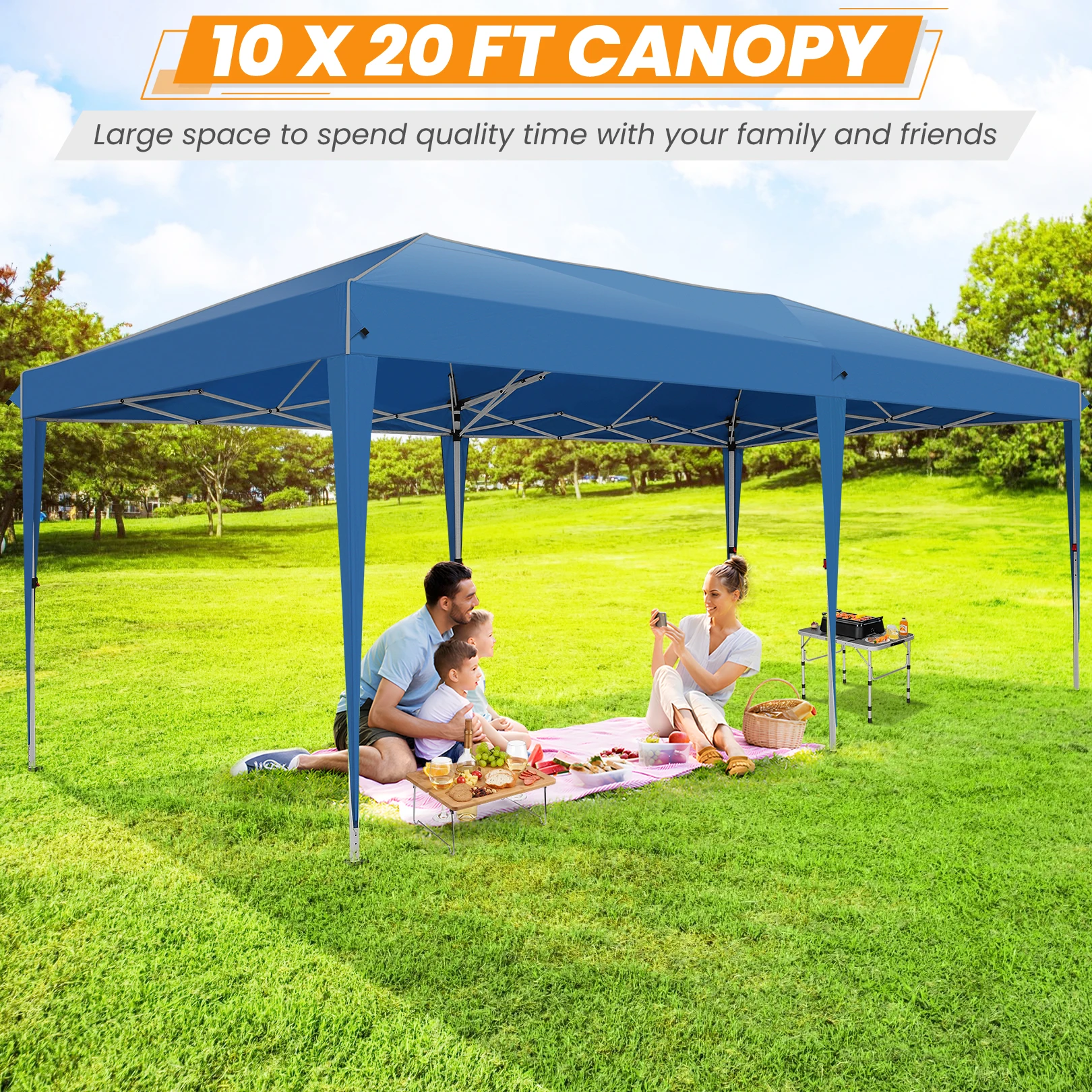 3x6m Pop-up Gazebo Foldable Party Tent with 6 Sidewalls, Easy Assembly for Weddings, Commercial Use, UV50+ Protection Steel Frame