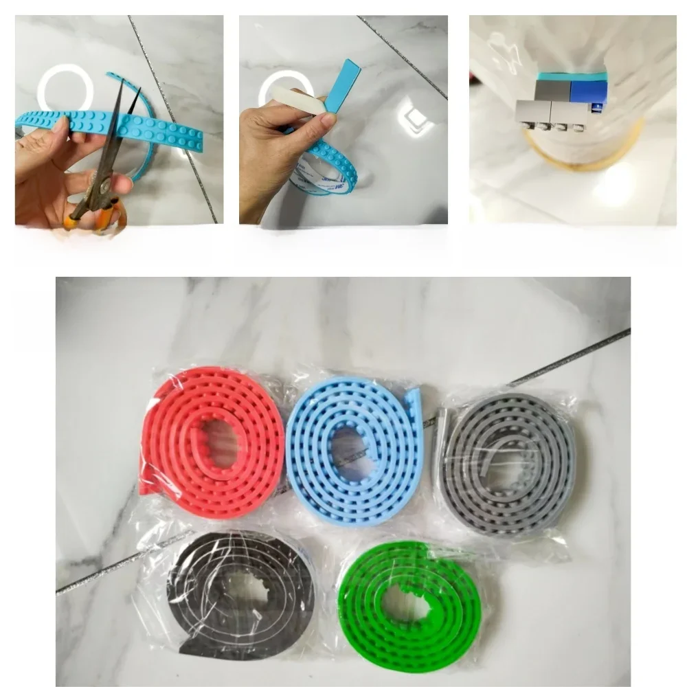 5 pièces/lot Compatible pour les blocs Lego noir/vert/rouge/bleu/gris bloc ruban adhésif 92cm 2*115 points pâte arbitraire coupe