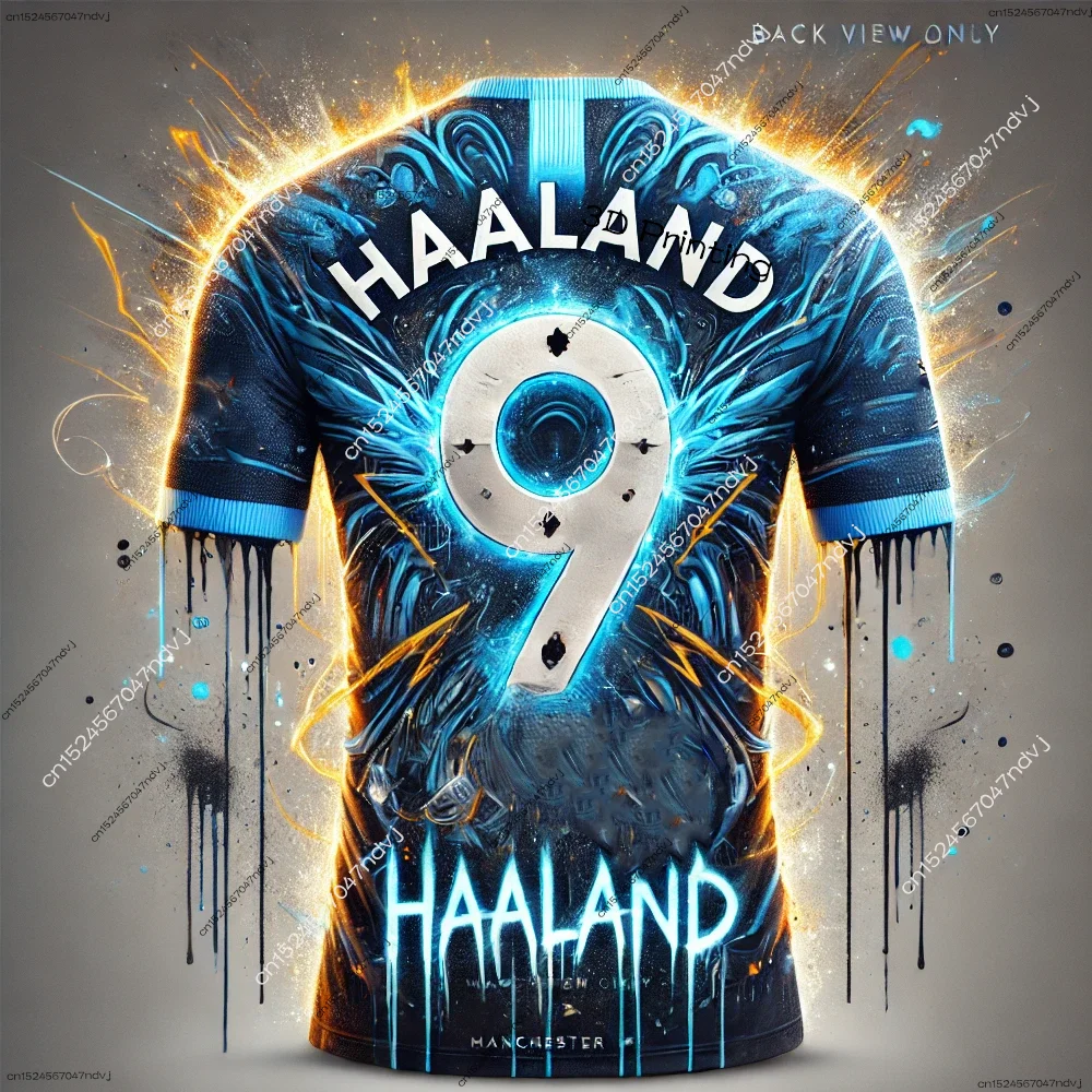 

New arrival Haaland Classic Blue Football Jersey T-shirt Summer Outdoor Sports Short Sleeves Fans Special Jersey Kit
