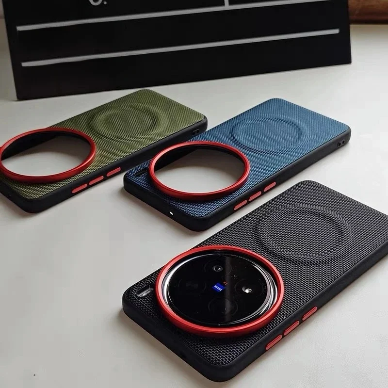Magnetyczne etui do Vivo X200 Pro Mini X 200 Ultra X300 Pro Magnesy Nylonowa Plecionka Matowa Skóra Przyjazna dla Skóry Pokrowiec na Vivo X 200 — zdjęcie produktu 7