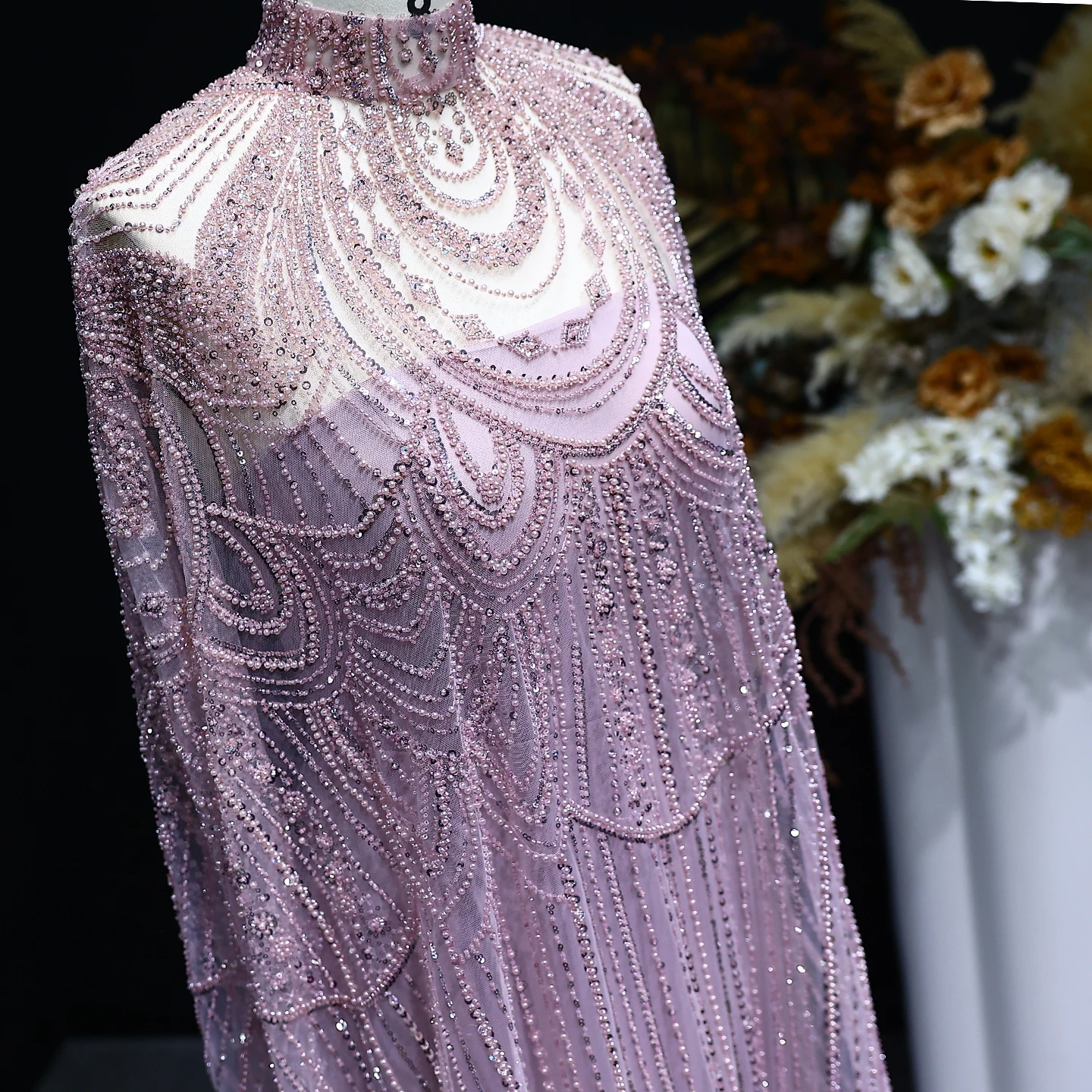 Sharon Said Luxuriöses Perlenbesetztes Dubai Nude Abendkleid für Arabische Frauen Hochzeit Eleganter Kaftan Formelle Partykleider SS780 Maßanfertigung – Detail 13