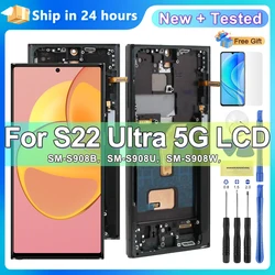 Amoled For Samsung Galaxy S22 Ultra 5G S908 S908B S908ULCD Display Touch Screen Digitizer Assembly Replacement Parts with Frame