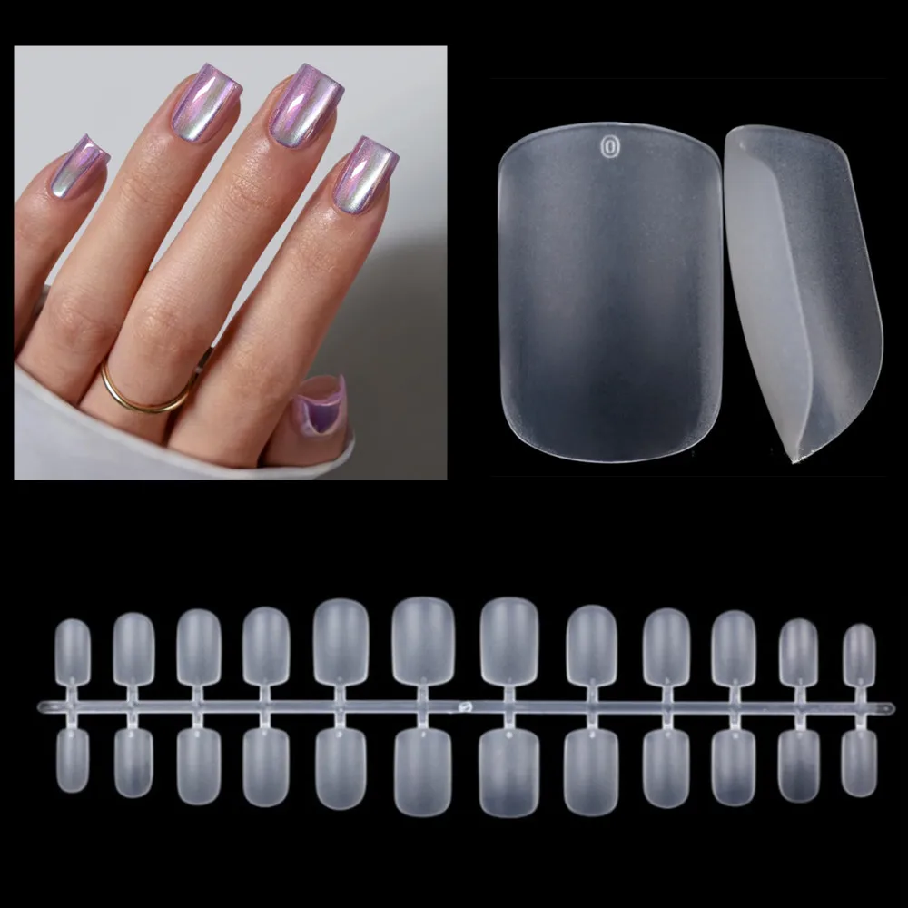 

Очень короткие квадратные типсы, 500 шт., полное покрытие, прозрачные кончики ногтей, матовые, не требующие пилочек, пресс на накладные кончики ногтей для наращивания ногтей