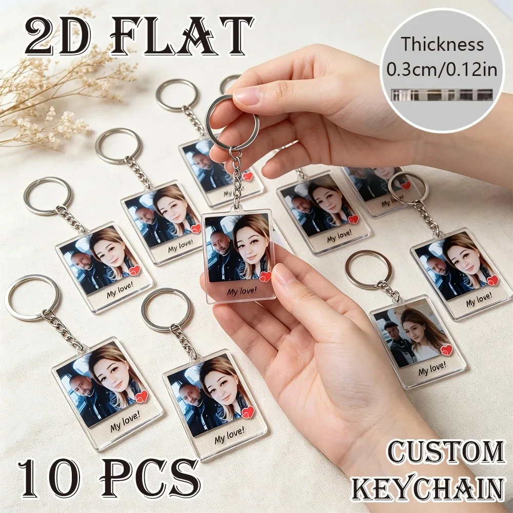 1pc, Custom High-transparency Acrylic Minimalist English Photo Keychain, High-transparency Thickened Acrylic With Smooth Surface