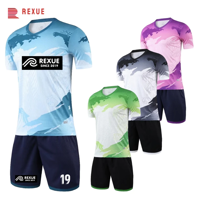 24-25 Hot Selling Men Breathable Quick Dry Football Soccer Jersey Boys Uniform Football Shirts Pants For Training Print Logo