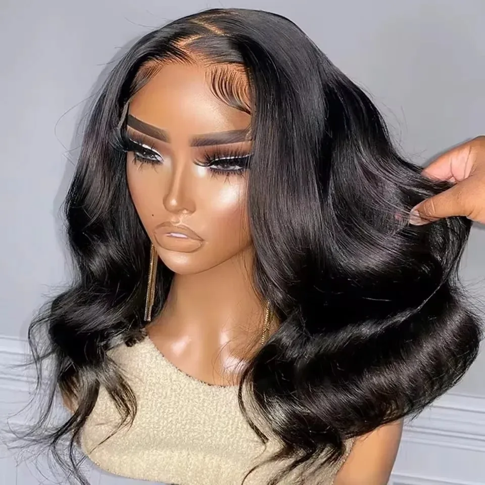 MELODIE 16 Inch Bob Human Hair Wigs 13x6 HD Transparent Lace Front Body Wave 13x4 Lace Frontal 5x5 Closure Wig 200% For Women