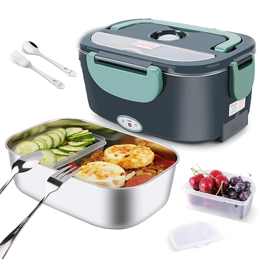 1,5L 65W Elektrische Lunchbox, tragbarer Speisenwärmer für Auto oder Zuhause - Auslaufsicherer 304 Edelstahlbehälter fürs Büro – Detail 1