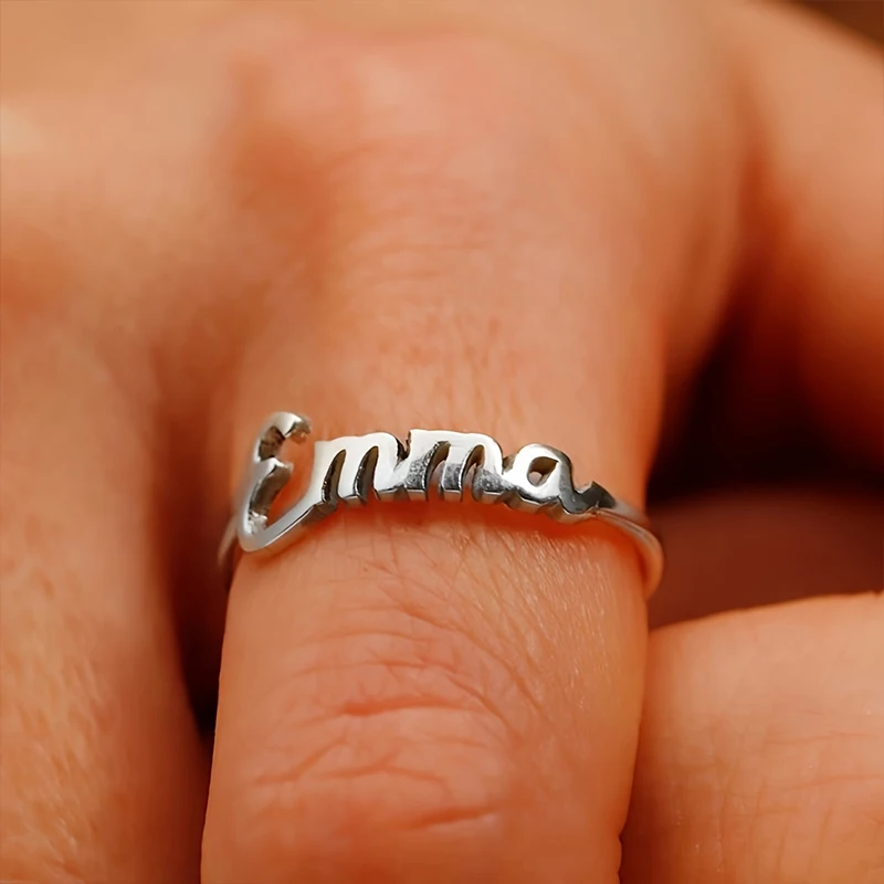 

Custom Stainless Steel Name Ring Adjustable Opening Elegant Simple Design Women's Jewelry Anniversary Perfect Girlfriend Gift