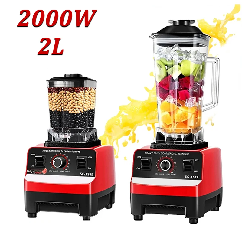 2000W Heavy Duty Commercial Blender Stationary Mixer Food Processor Ice Smoothies for Kitchen High Power Juicer Blender BPA Free