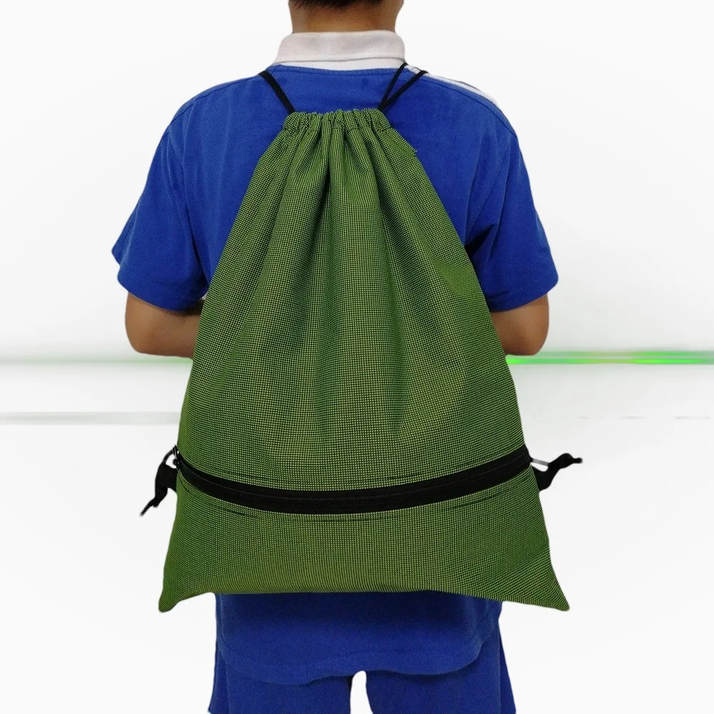 Eco-Friendly Green Drawstring Backpack Lightweight and Durable Perfect for Travel, Gym, and Daily Use