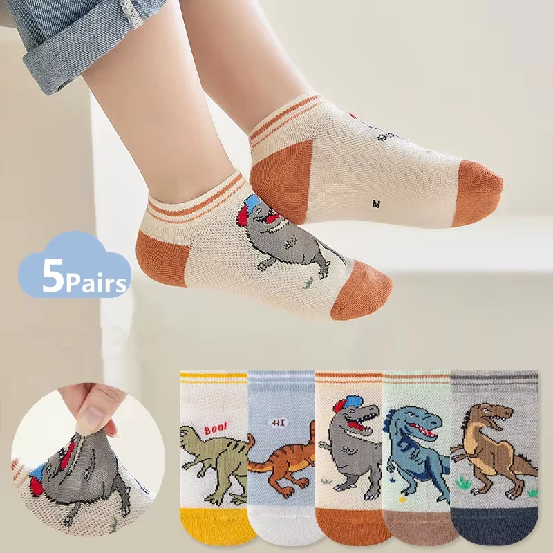 Boy's Dinosaur Pattern Socks Comfortable Breathable Casual Soft Kids Socks