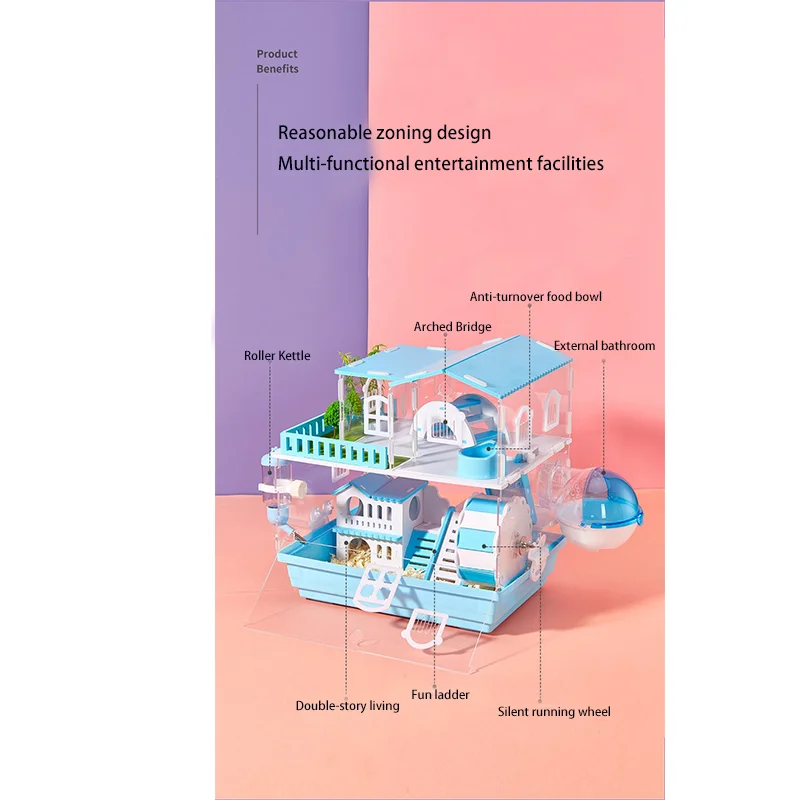 Acrylic Hamster Cage Transparent Villa Large Cage Assembly Various Styles Suitable for Small Pet Guinea Pig Rabbit Accessories