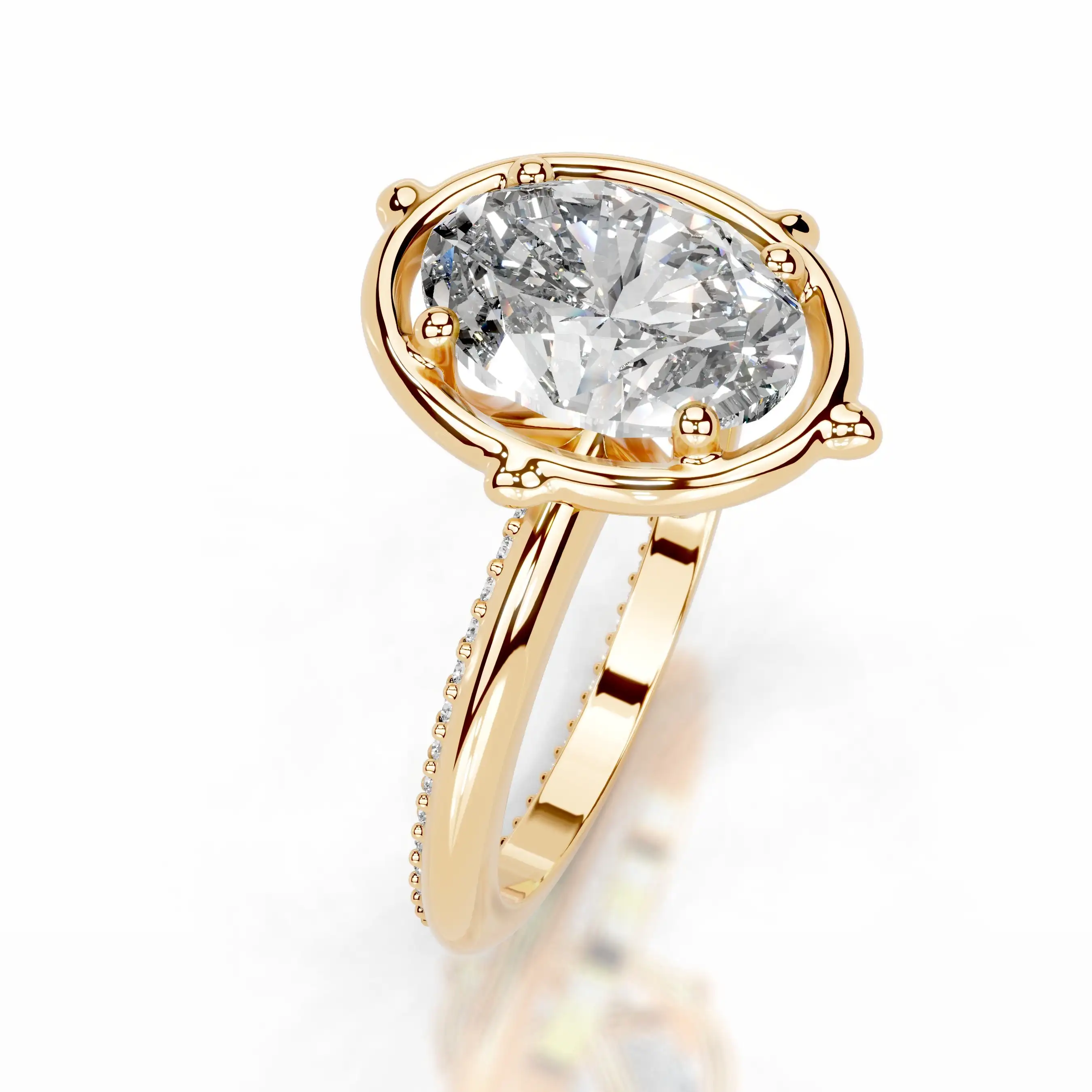 GEM'S BALLET Vintage-Inspired 2CT 7X9mm Oval Moissanite Engagement Ring Ornate Setting 925 Sterling Silver Ring Gift For Her
