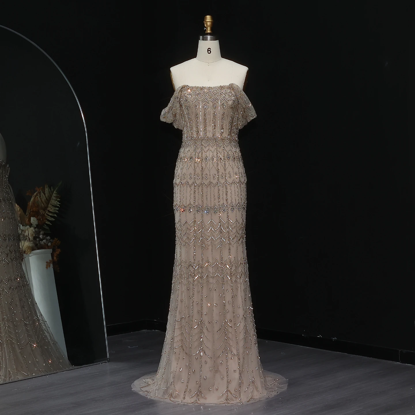 Sharon Said Luxuriöses Dubai Grünes Meerjungfrauenkleid Arabisches Abendkleid Fliederfarbene Flügelärmel 2026 Damen Hochzeitsfeierkleider SS291 Maßanfertigung – Detail 18