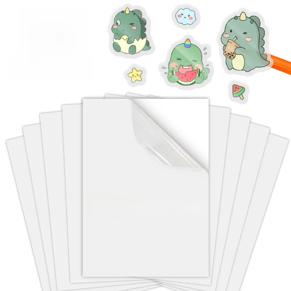 10 arkuszy przezroczysty papier do drukowania naklejek winylowych A4 błyszczący biały wodoodporny samoprzylepny papier do kopiowania do wszystkich drukarek atramentowych — zdjęcie 2