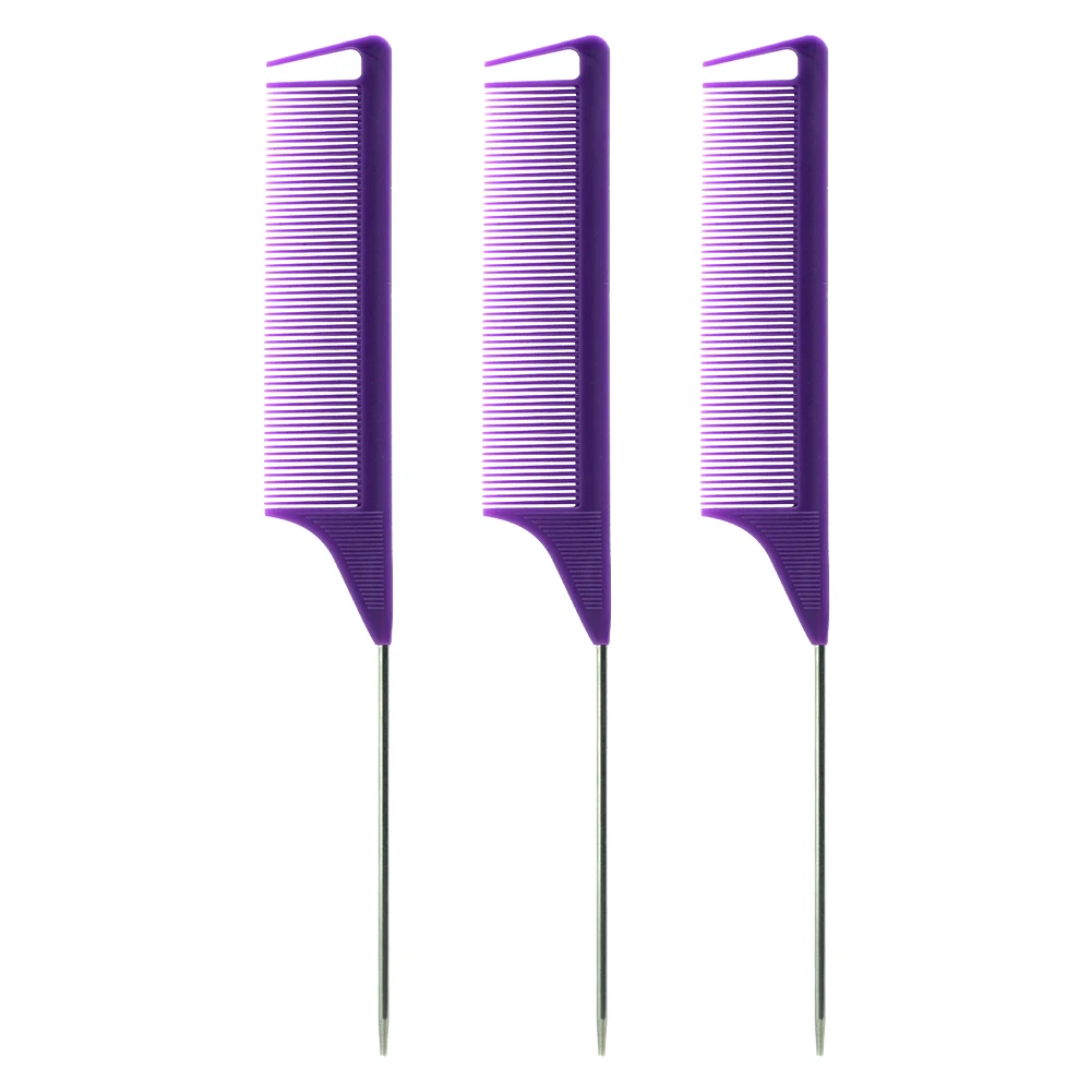 Pro Puntige Staart Salon Kappers Haar Styling Antistatische Kam Haarborstel Stalen Naald Pin Rat Staart Kammen Kapper Accessoires