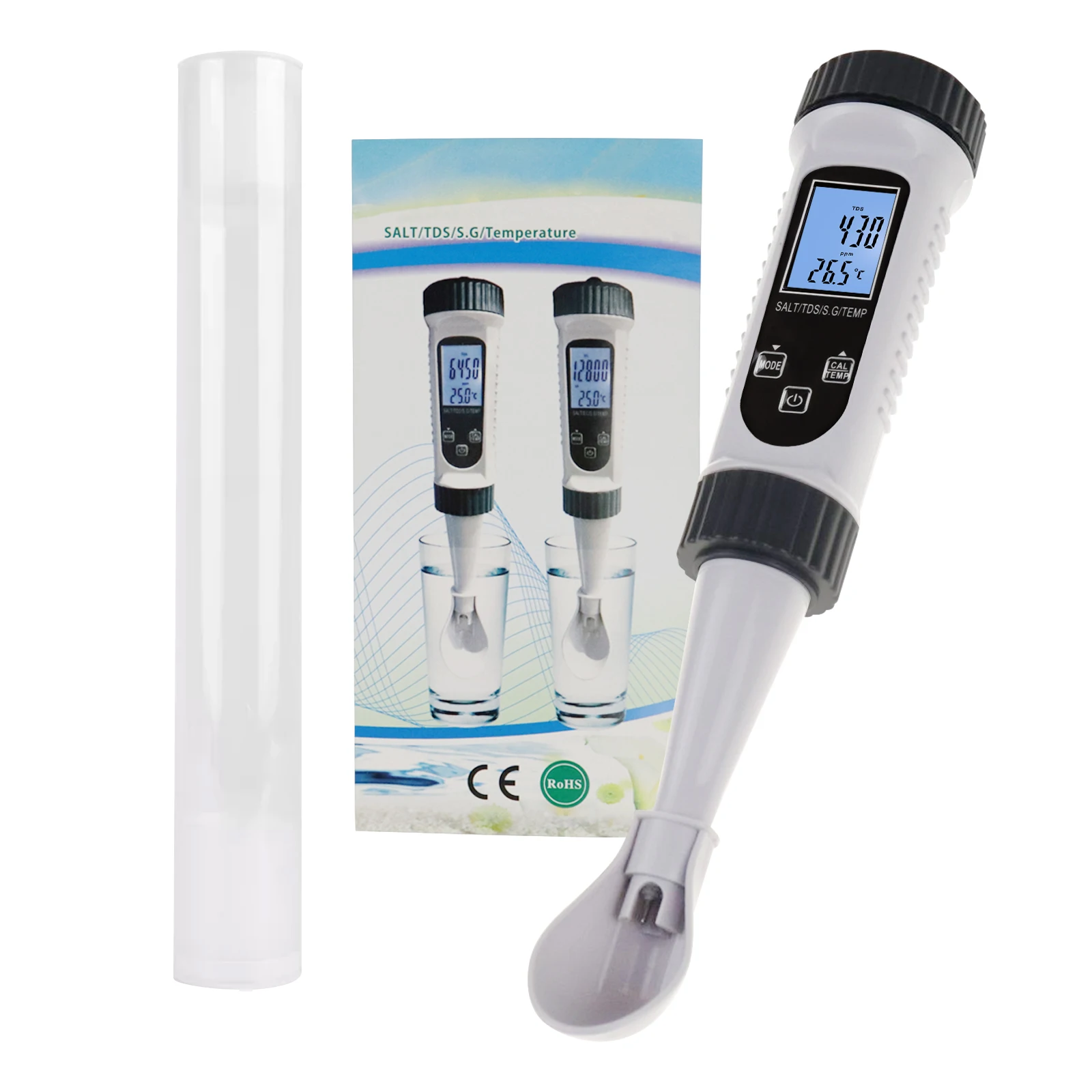 Professional 4-in-1 Salinity TDS Meter, Temperature, SG, Saltwater Water Quality Tester  for Testing Drinking, Aquaculture