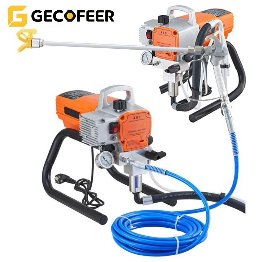 GECOFEER 1800 واط برو بخاخ طلاء الجدران بدون هواء مسدس رش كهربائي قابل للتعديل رذاذ ضغط طلاء الجدران آلة رش