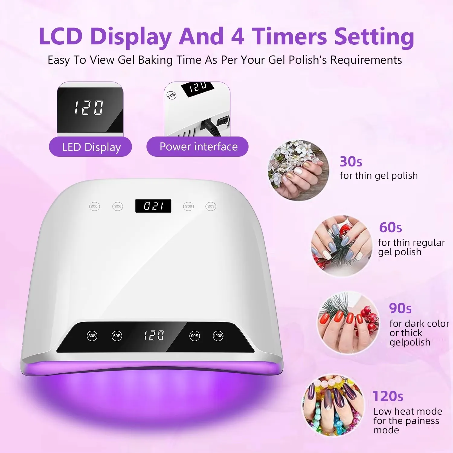 UV LEDネイルランプ,広いスペース,ジェルネイルポリッシュ,2つのLCDスクリーン,サロンツール,320W