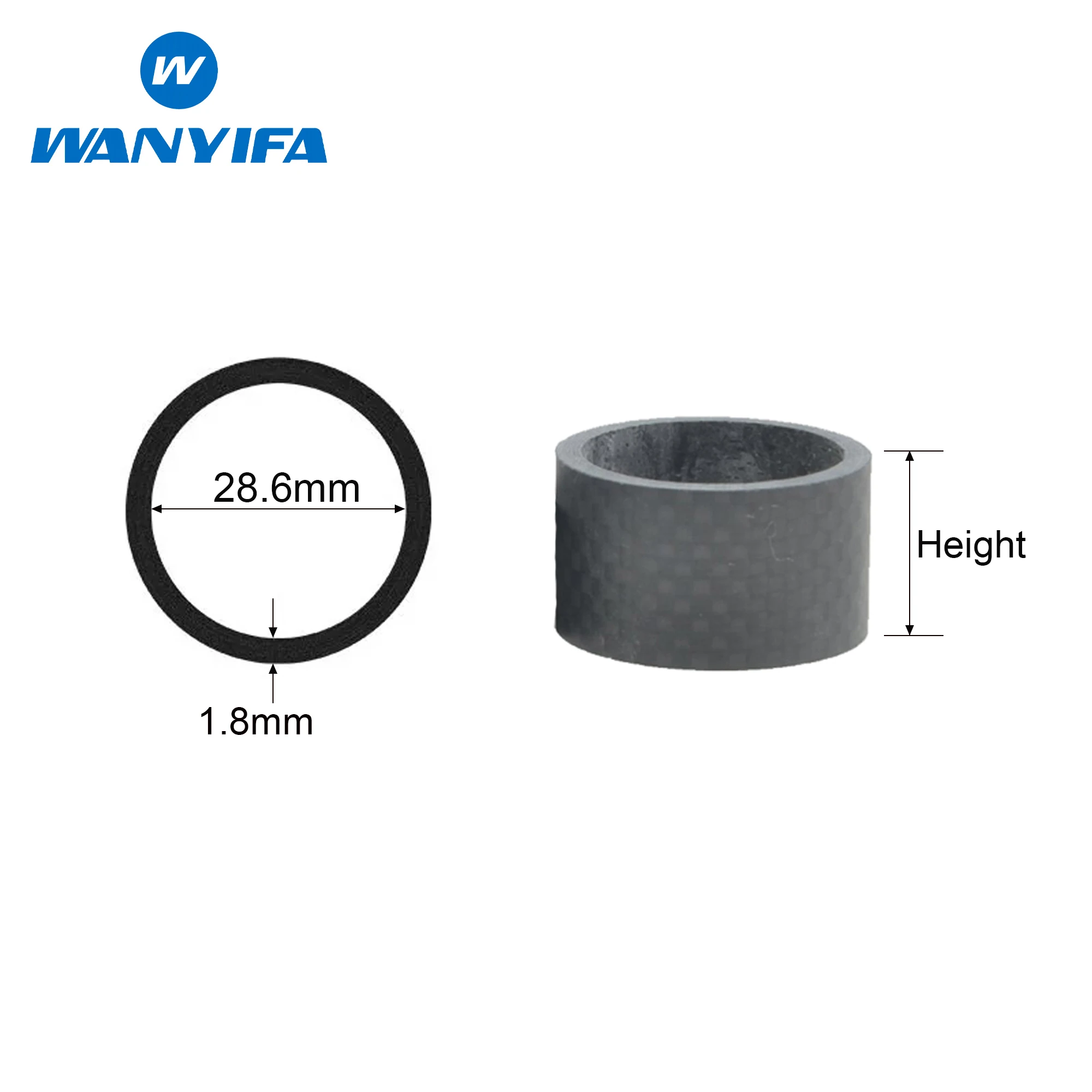 Wanyifa Matte Carbon Fiber Bike Headset Spacer Lightweight Bicycle Fork Gasket Washers 5/10/15/20/25/3035/40/45/50/55.../200mm