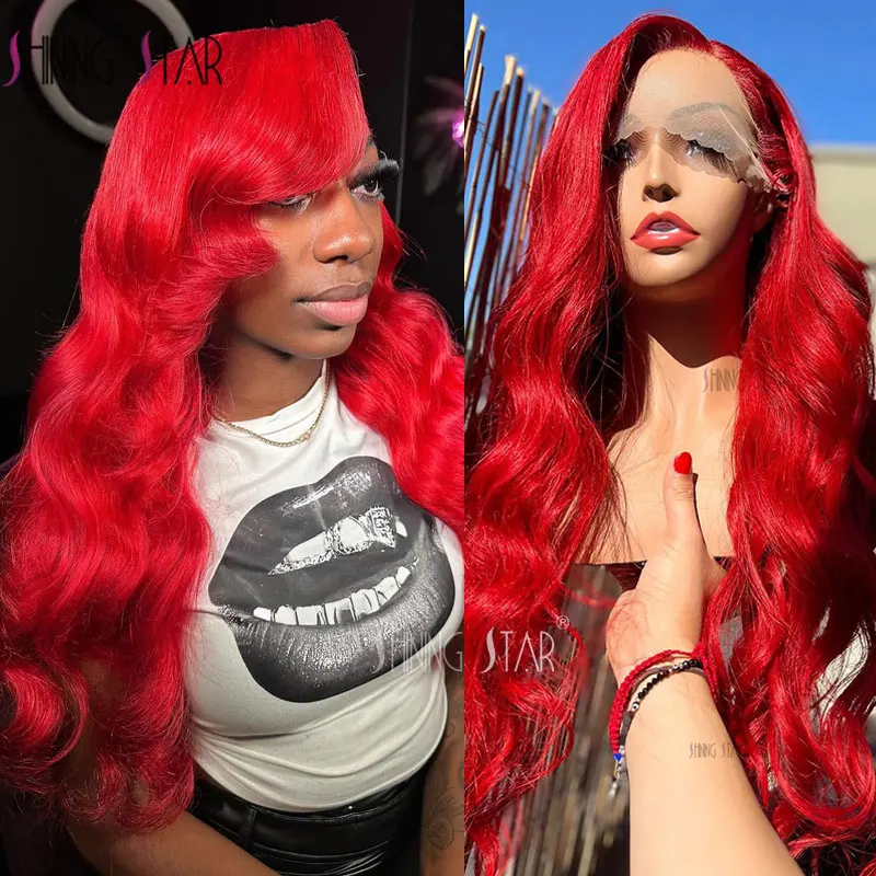 

Body Wave Wig Burgundy Red Lace Front Wig 13x4 Hd Lace Frontal Wig 100% Human Hair Pre Plucked Red Colored Wig For Black Women