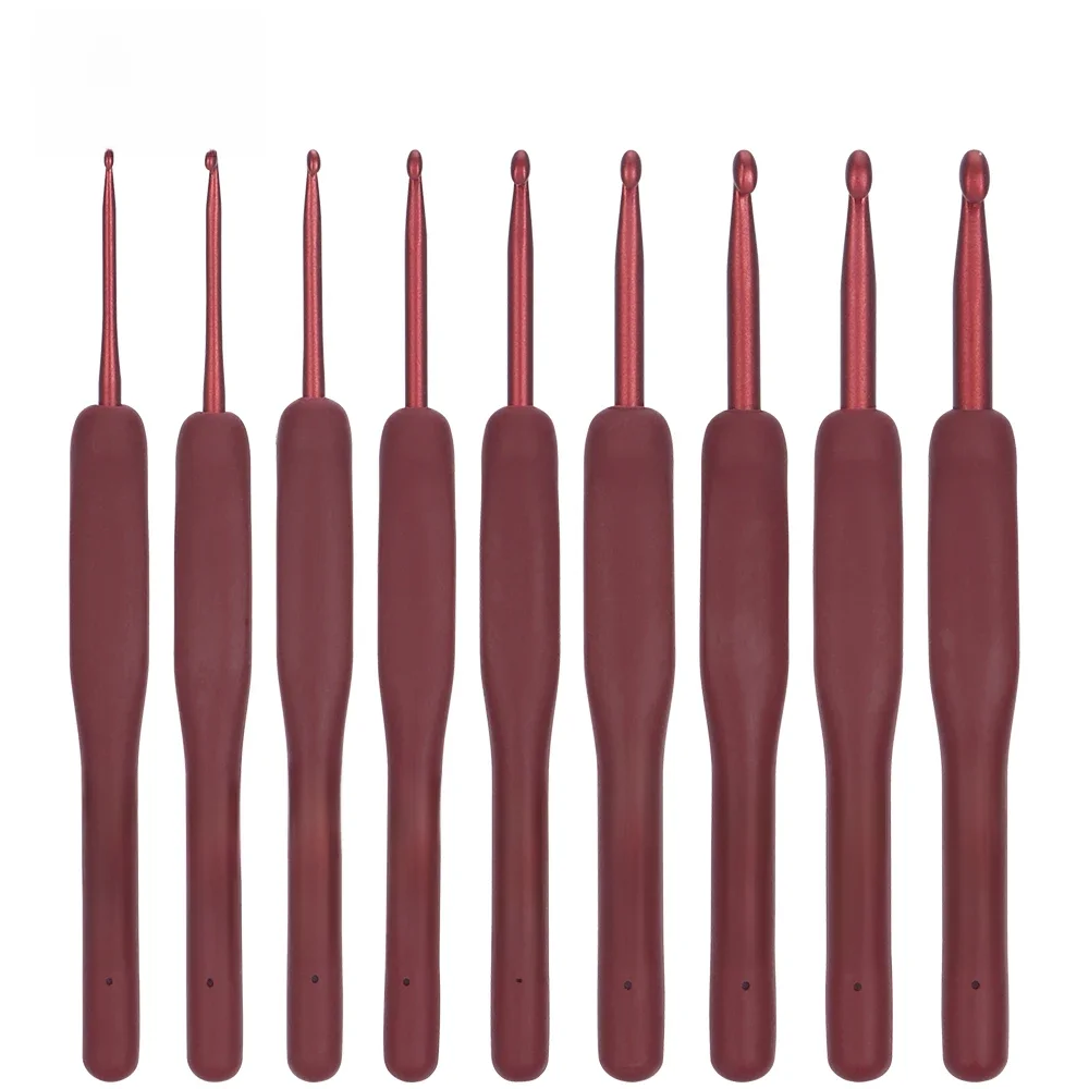 Zestaw szydełek QJH 9 rozmiarów, wielokolorowe, ergonomiczne szydełka z etui na dłonie z artretycznymi rękami, bardzo długie igły do szydełkowania 2-6 mm — zdjęcie 2