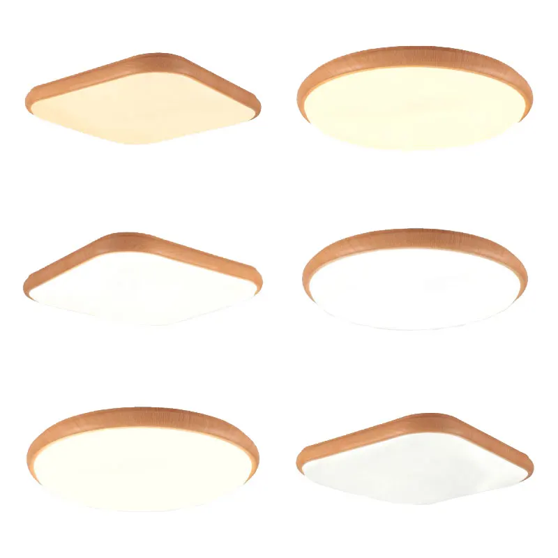 

Simple Wooden Style Ceiling Lamp Round and Square Suitable for Bedroom Living Room and Study Providing Warm Lighting