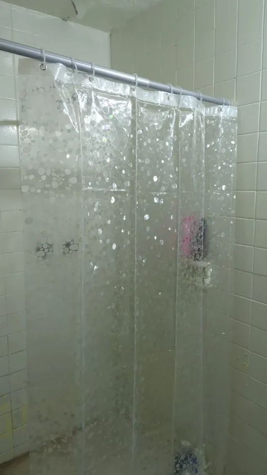 1pc Extra Long Clear Pebble Shower Curtain with Magnets Metal Grommets, Durable Sturdy Bath Curtain Cute Bath Decor Accessories photo review