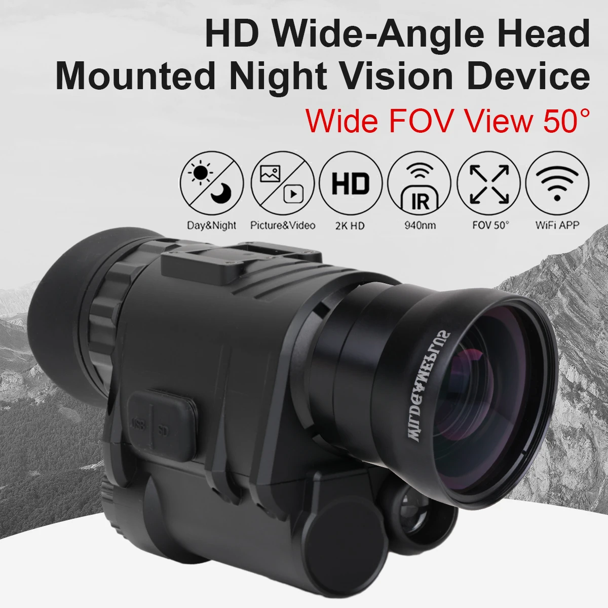 

Шлем NVG30, очки ночного видения gen3, широкий обзор 50 ° Охотничья камера 940 нм инфракрасный Wi-Fi цифровой монокуляр ночного видения телескоп