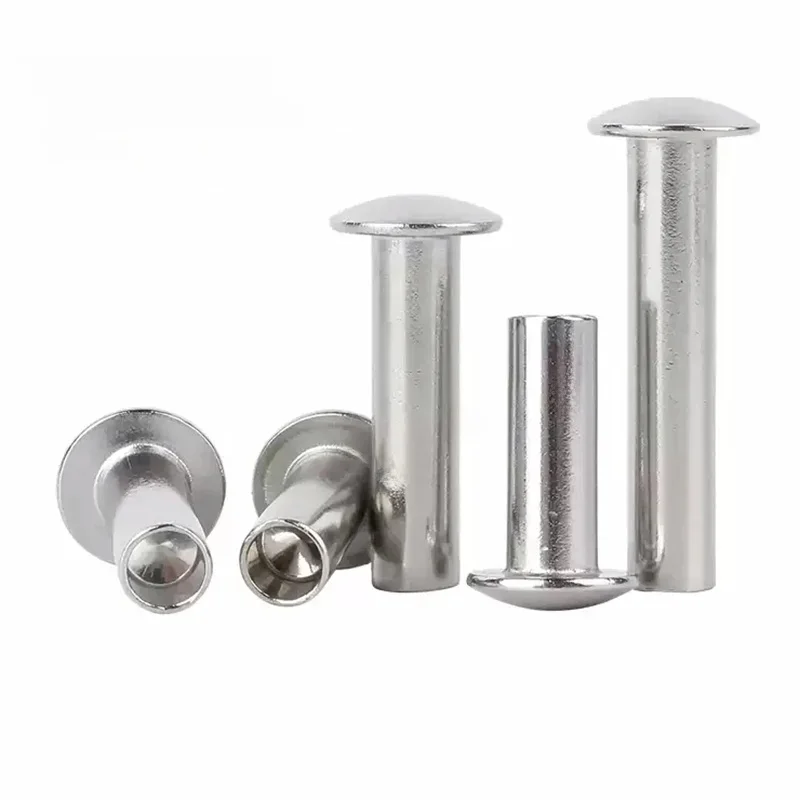 Rivets semi-tubulaires à tête ovale en acier inoxydable 304, tête ronde, tige demi-creuse M4 M4.5 M5 M6 M8 M10