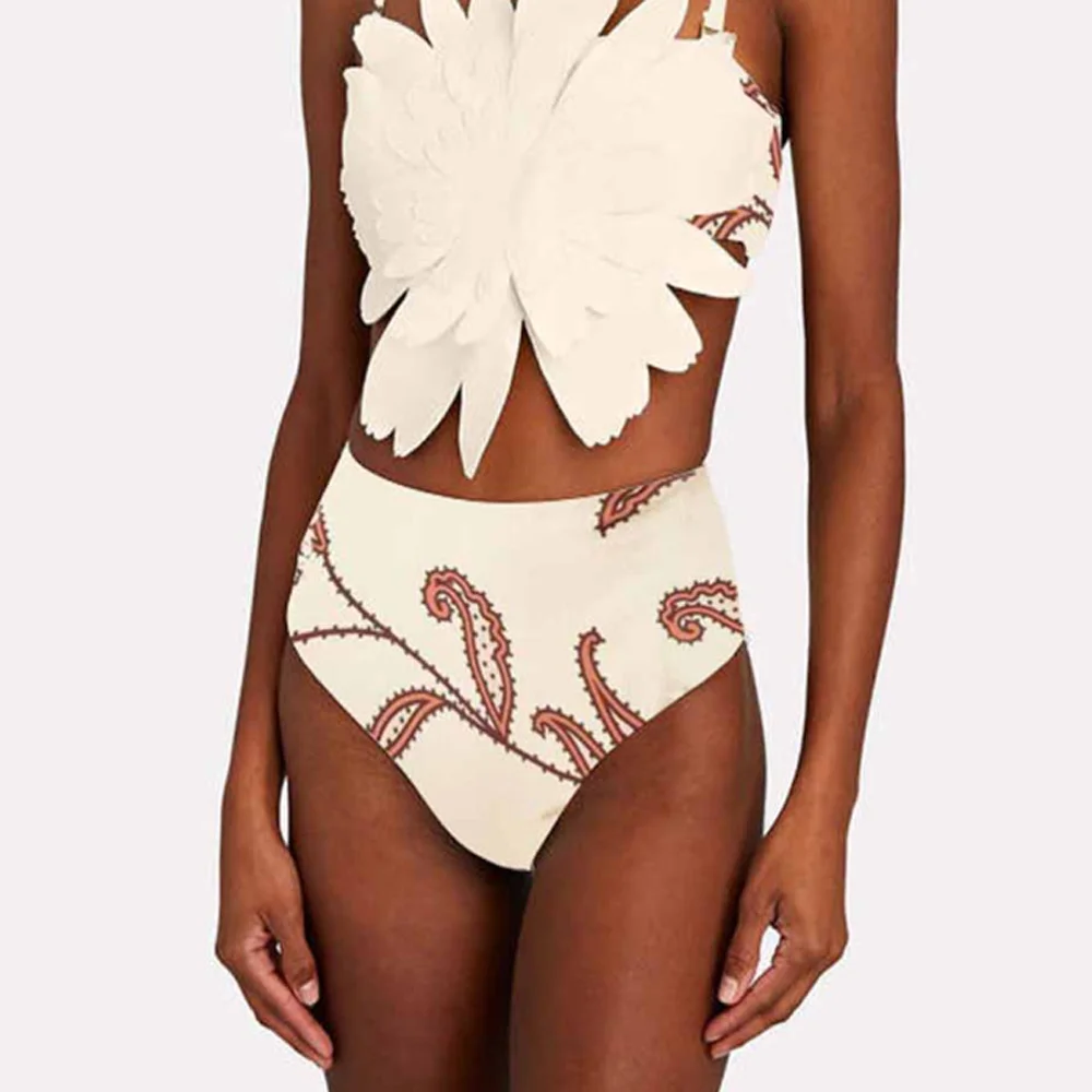 Maillot de bain blanc rétro pour femmes, bikini sexy, vêtements de plage de vacances, vêtements de plage de créateur, vêtements de surf vintage d\'été