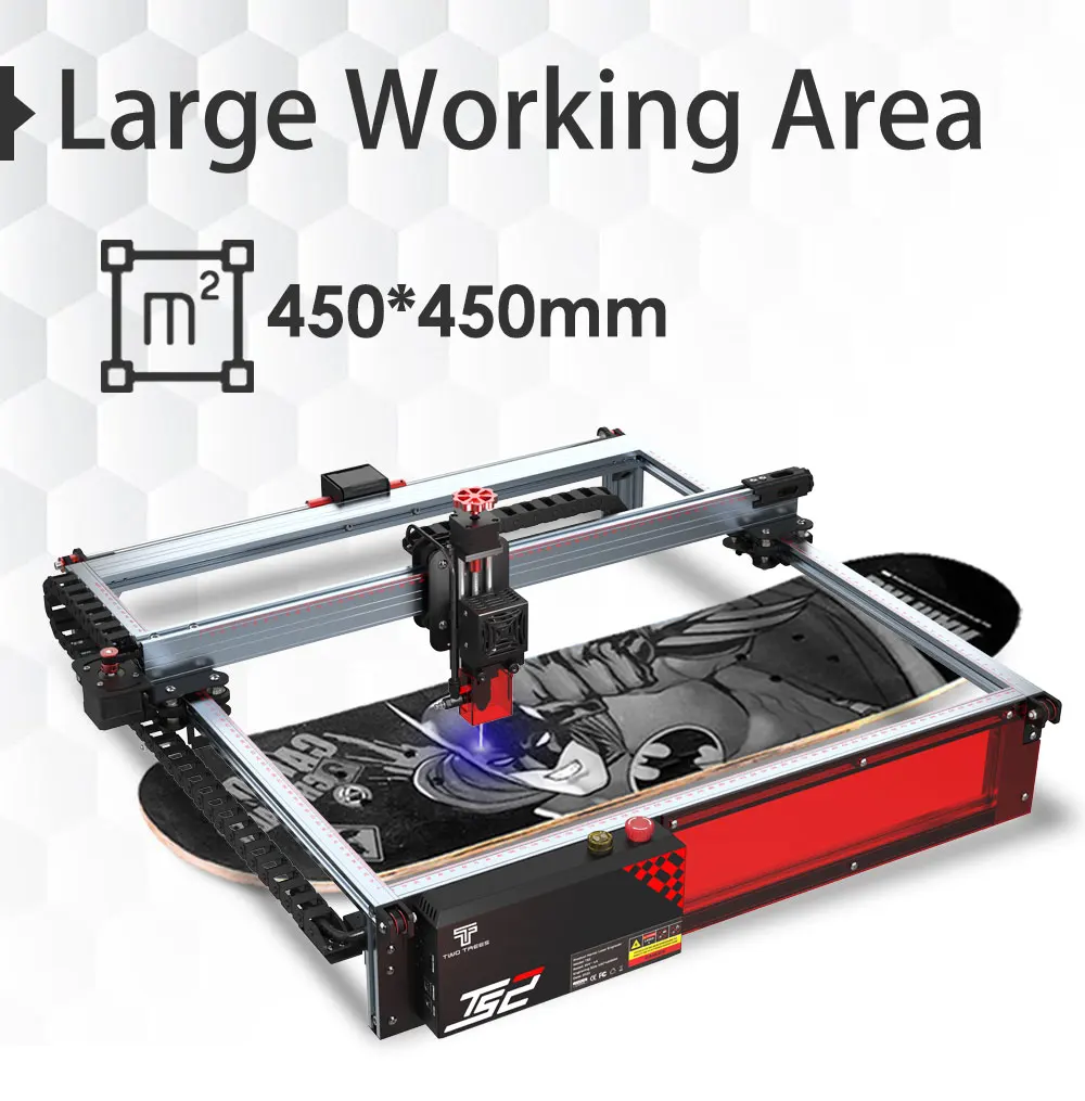 Twotrees TS2 10W Laser Engraver Compressed Spot Technology Emergency Stop Button Flame Detection CNC Laser Engraving Machine