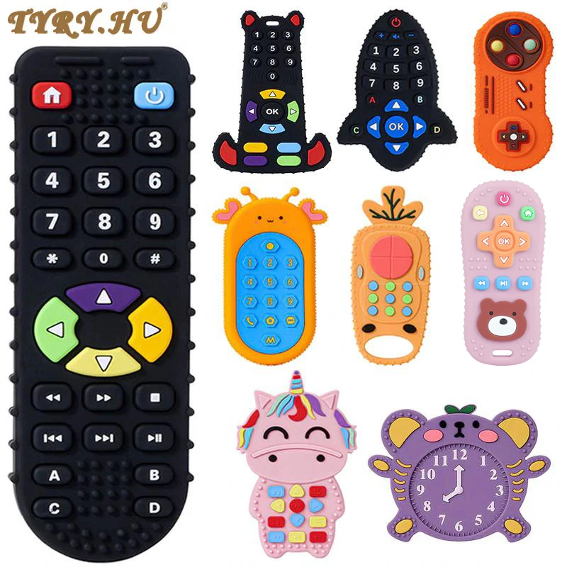 TYRY.HU-Silicone mordedor para bebês, forma de controle remoto, brinquedo dentição sensorial para crianças, goma de roedor, alívio das dores,