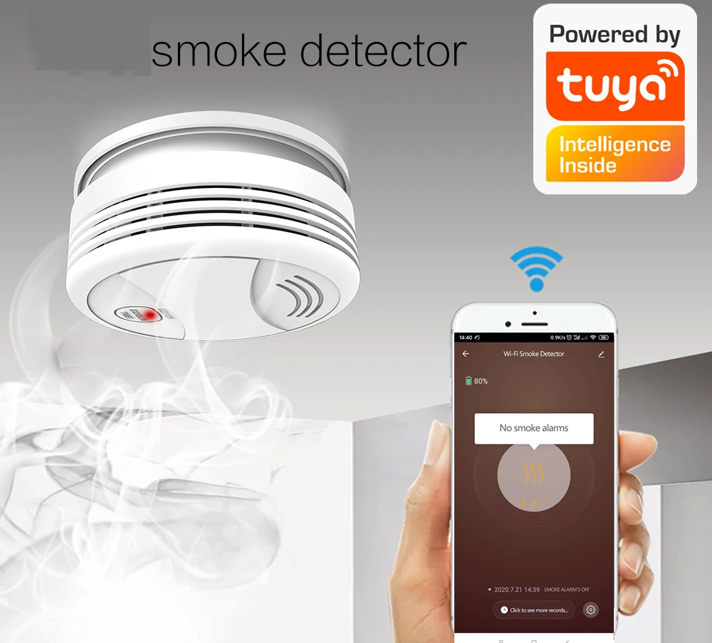 Independent Smoke Detector Sensor Fire Alarm Home Security System Firefighters Work With Tuya WiFi Smoke Alarm Fire Protection